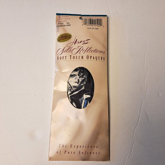 VTG Hanes Silk Reflections CHARCOAL GREY Soft Touch LIGHT Opaque Kneehigh 263 - Picture 1 of 5